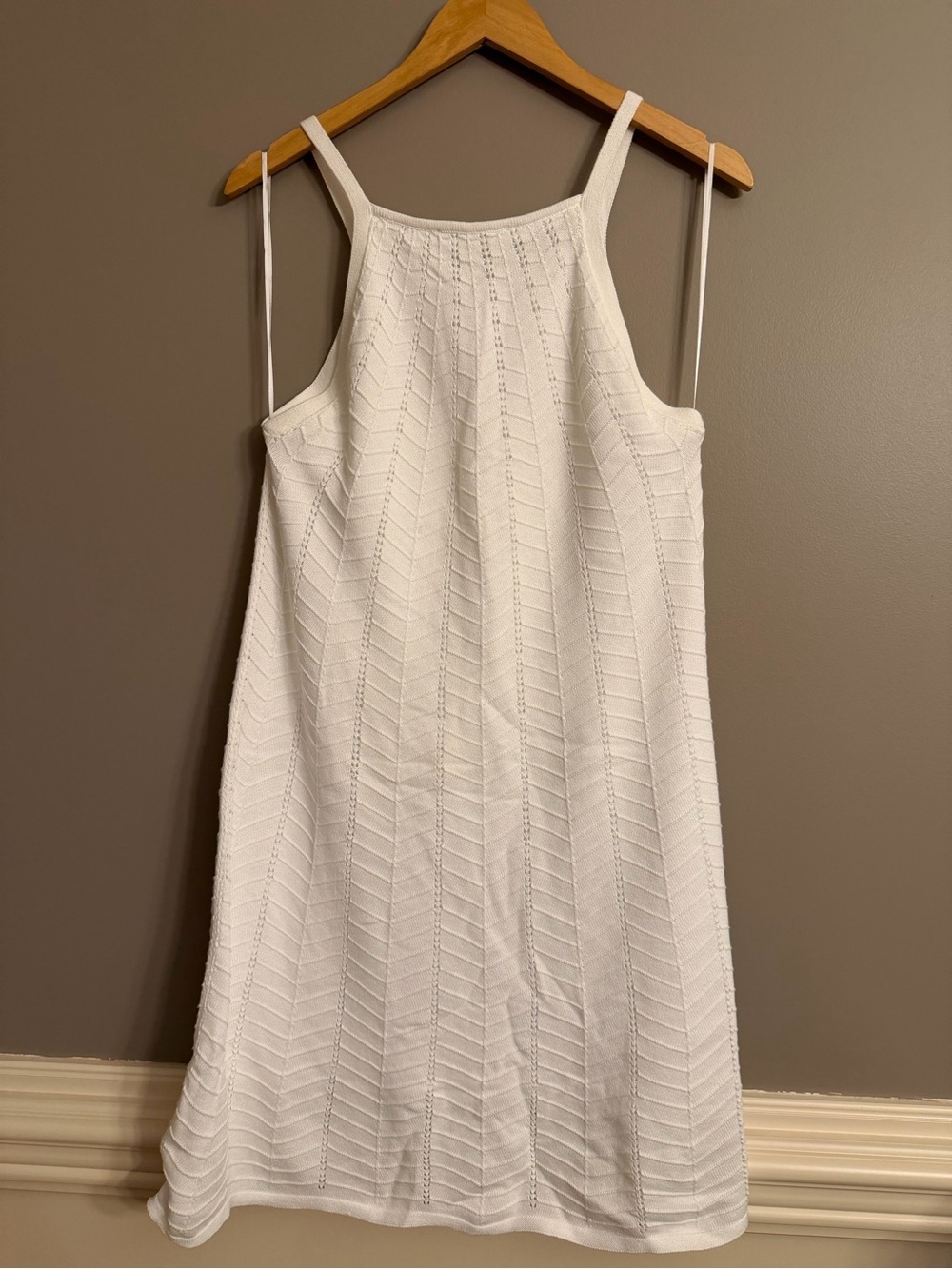 NWT LOFT White Pointelle Knit Halter Swing Dress Size M - Picture 4 of 5